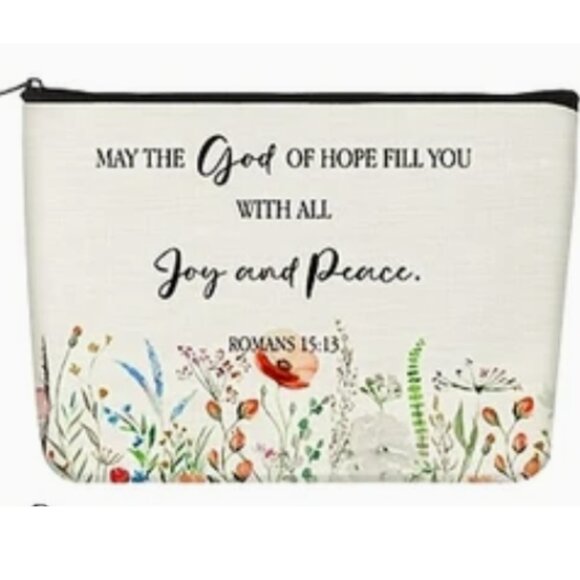 May the God of Hop Fill You Canvas Zip Makeup Bag Romans 15 13 NWT… - Picture 1 of 2